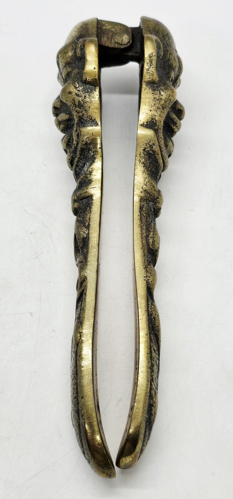Antique Belgian Solid Brass Figural Nutcracker Tool Bald Man Face Clown Buddha