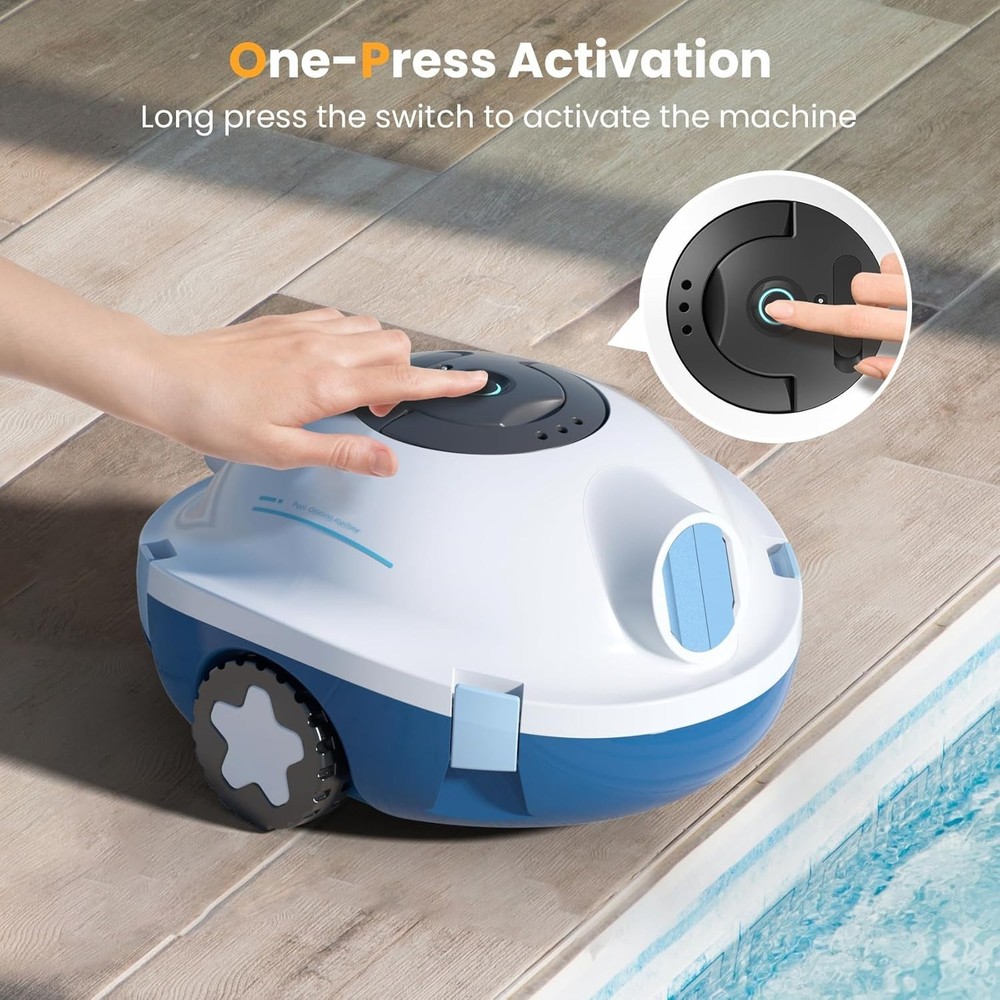 Y10 Cordless Robotic Pool Cleaner 90 Min Runtime Self-Parking White