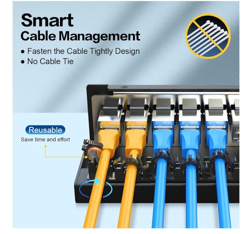 Enmane 8 Port Patch Panel CAT6A Keystone Shielded Network Panel For Home Office