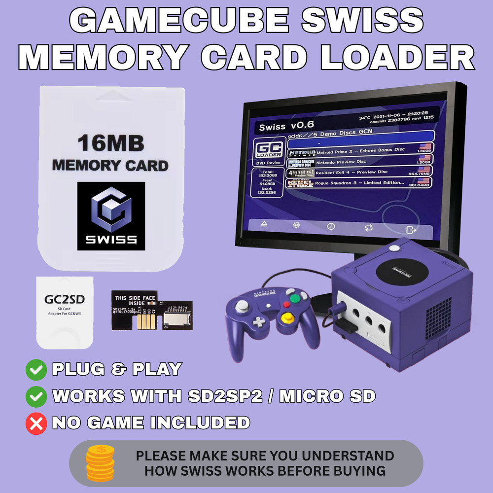 Swiss Gamecube Memory Card Bootable Loader SD2SP2/GC2SD Plug and Play