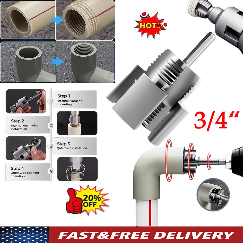 Integrated Internal & External Pipe Threading-Tool, PVC Pipe Threader Kit USA