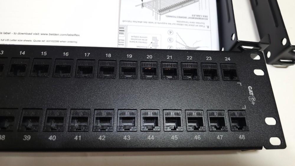 Belden AX103255 Cat 6+ Keyconnect 48 Port 2U Punch Down Patch Panel Black