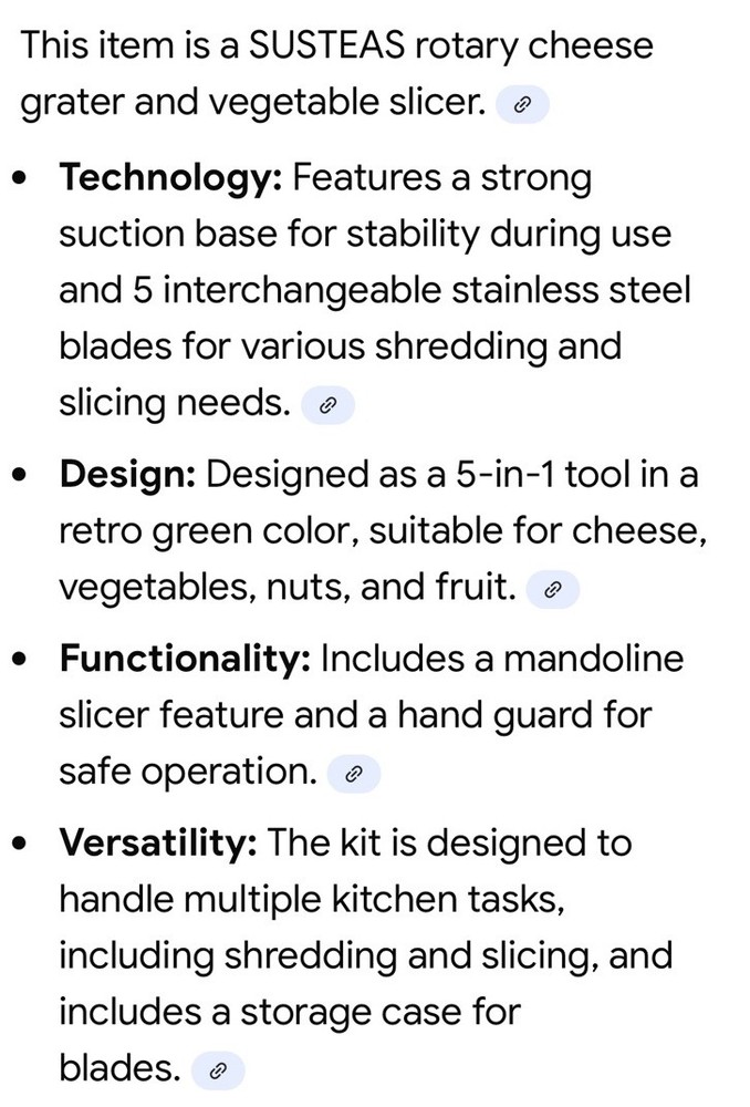 SUSTEAS Rotary Cheese Vegetable Grater 4 Different Blade Sets (missing 1 Blade)