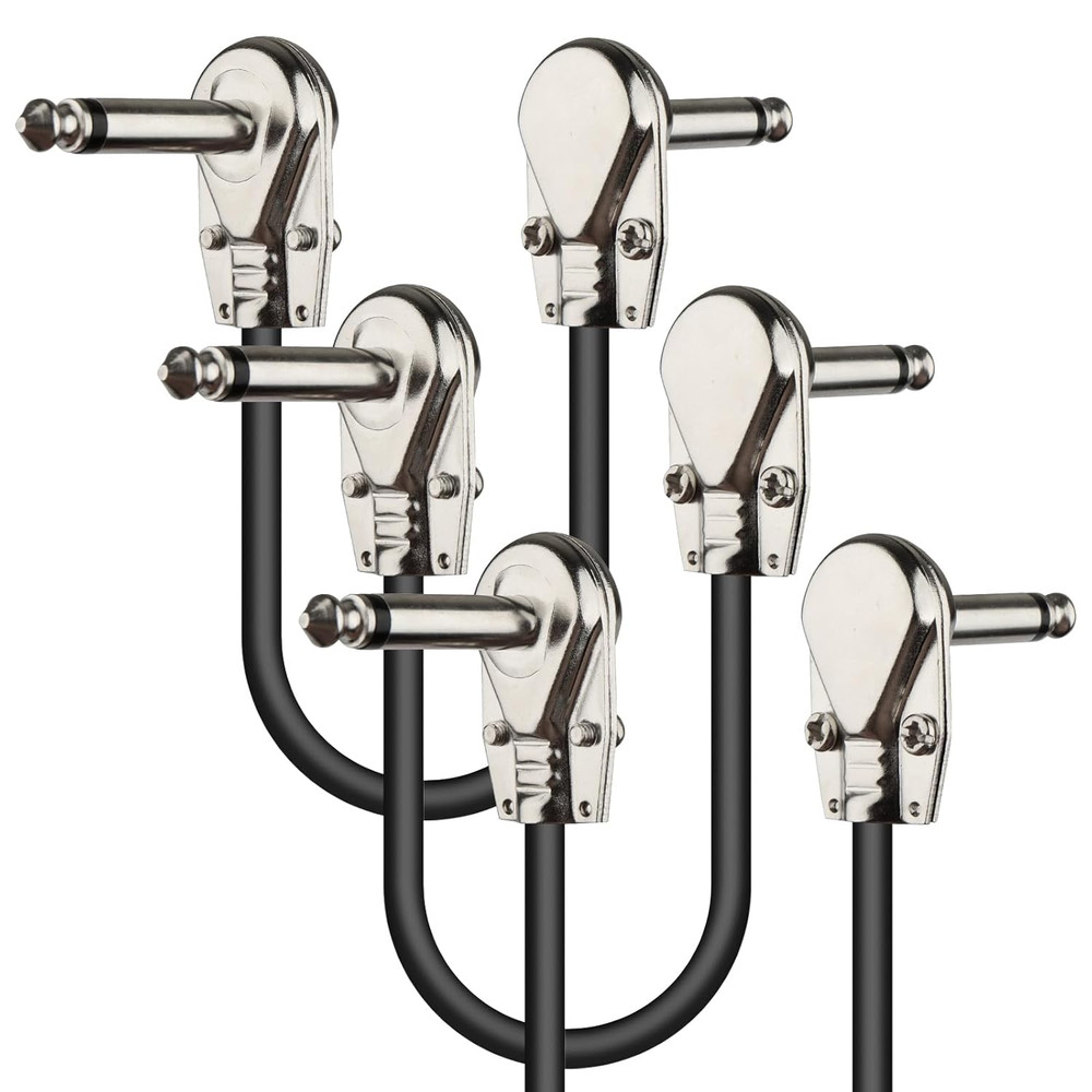 3Pcs Guitar Patch Cables, 6'' Guitar Pedal Cables with Metal Right Angle Plug, P