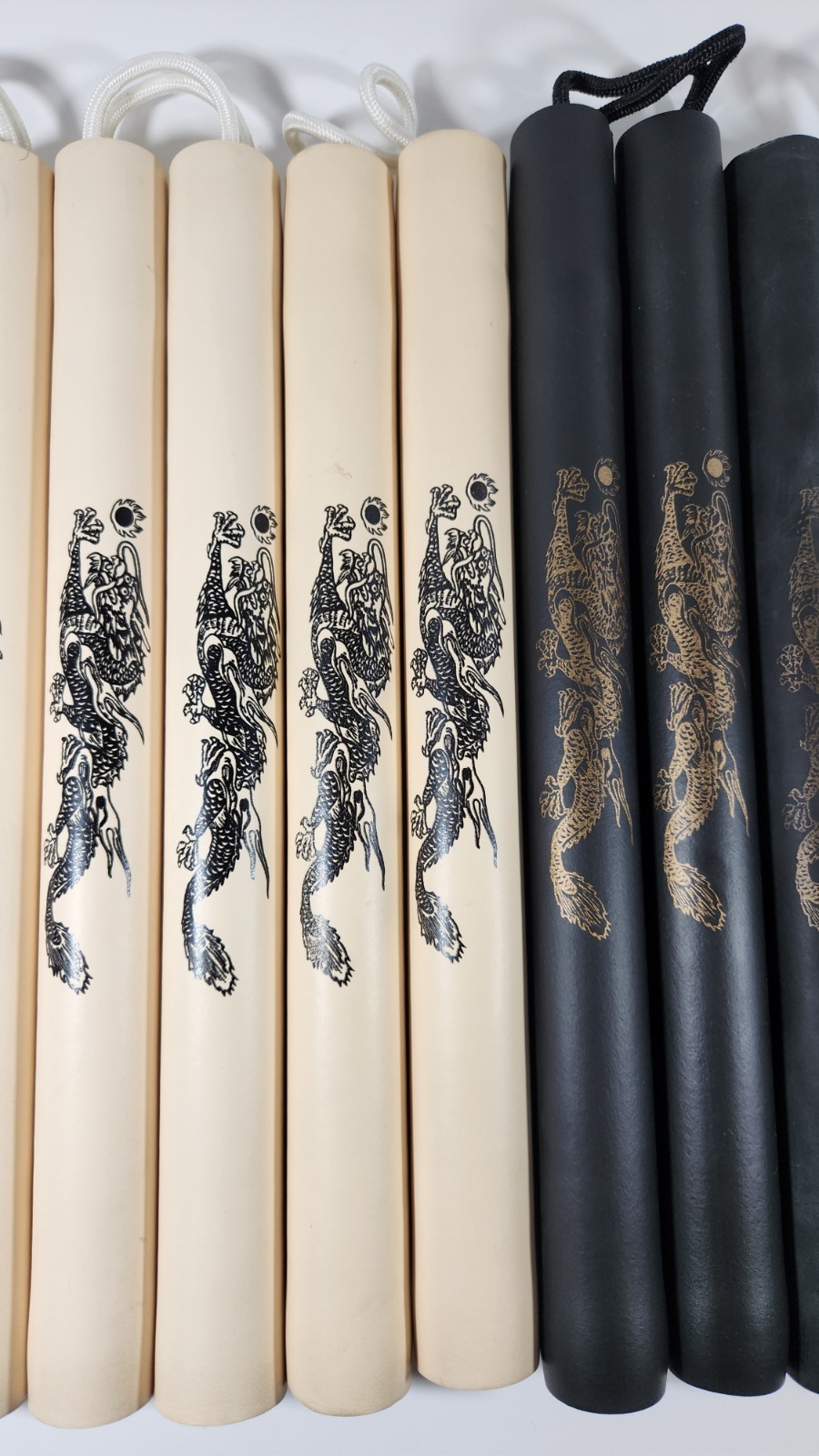 LOT OF 9 FOAM NUNCHUCKS WHITE AND BLACK DRAGONS 12” TAIWAN R.O.C.