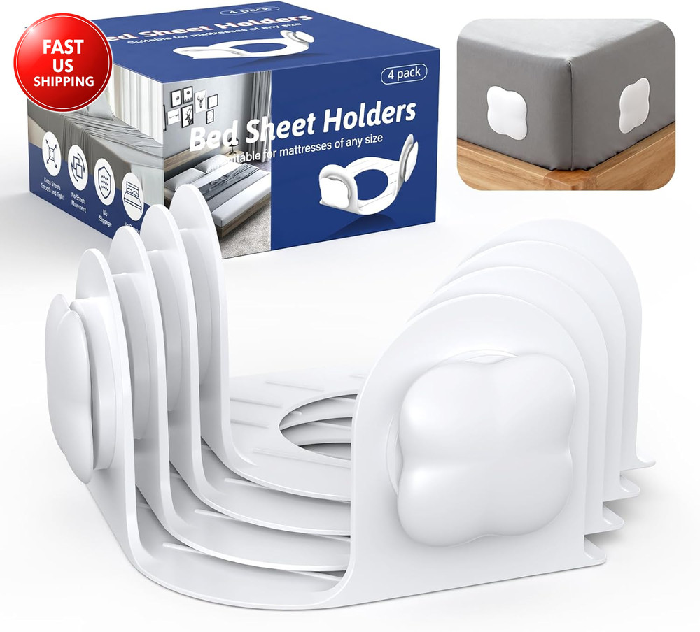 Sheet Holders Lock Bed Sheet Grippers - Fitted Sheet Holder for Corners Keep She