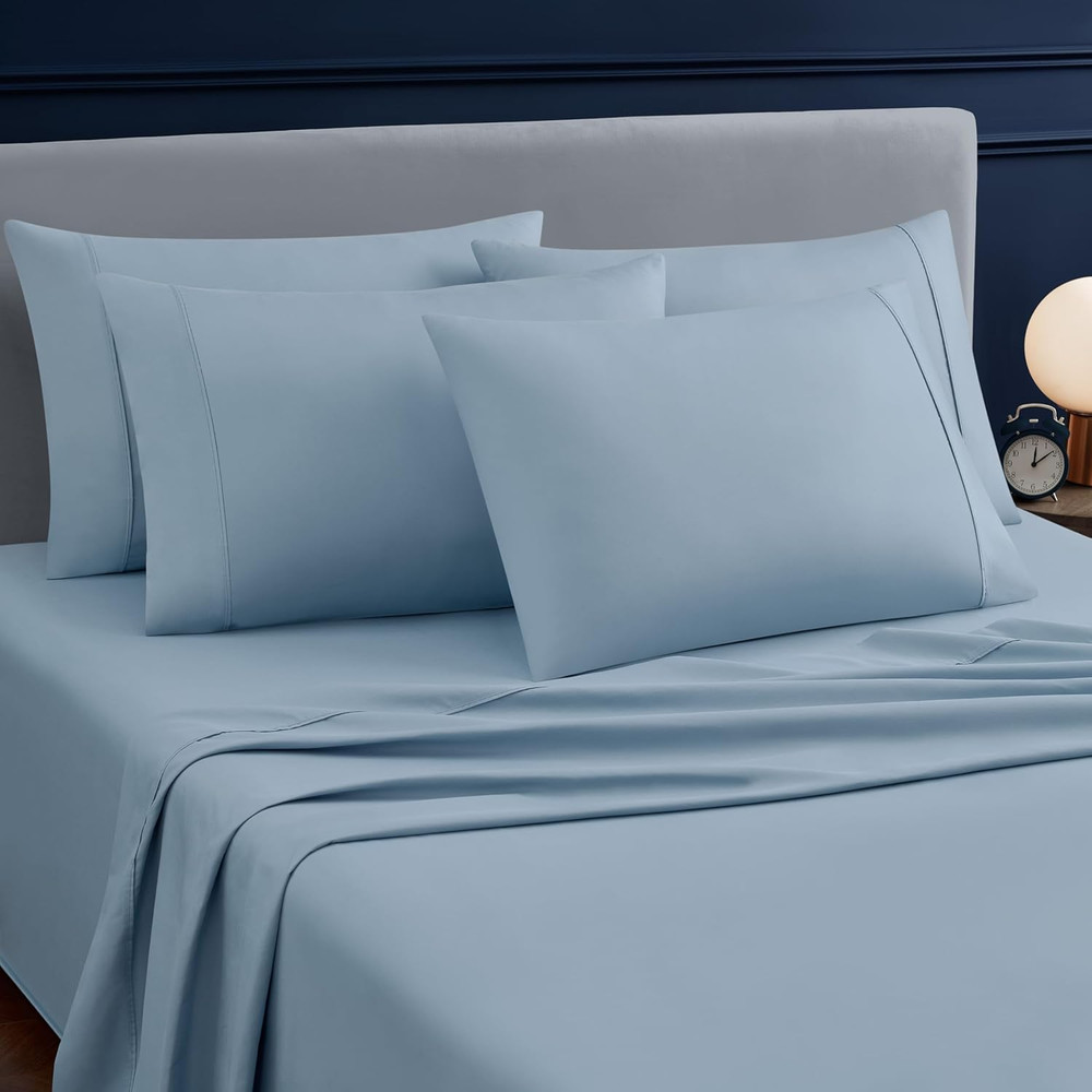 Queen Sheets Set 6 Piece Cooling Bed Sheets with 4 Envelope Pillowcases Soft Mic