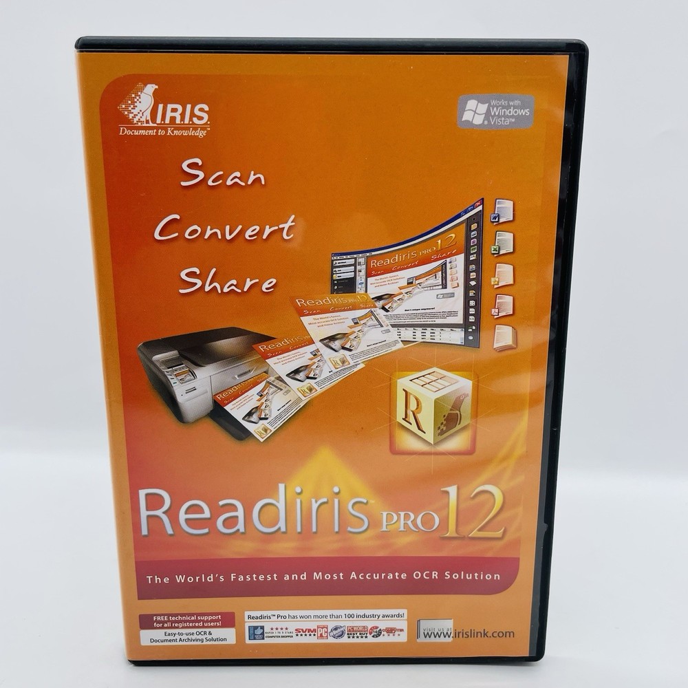 Readiris Pro 12 (Windows PC, 2008) OCR Software, Scan Convert Share w/ Serial #