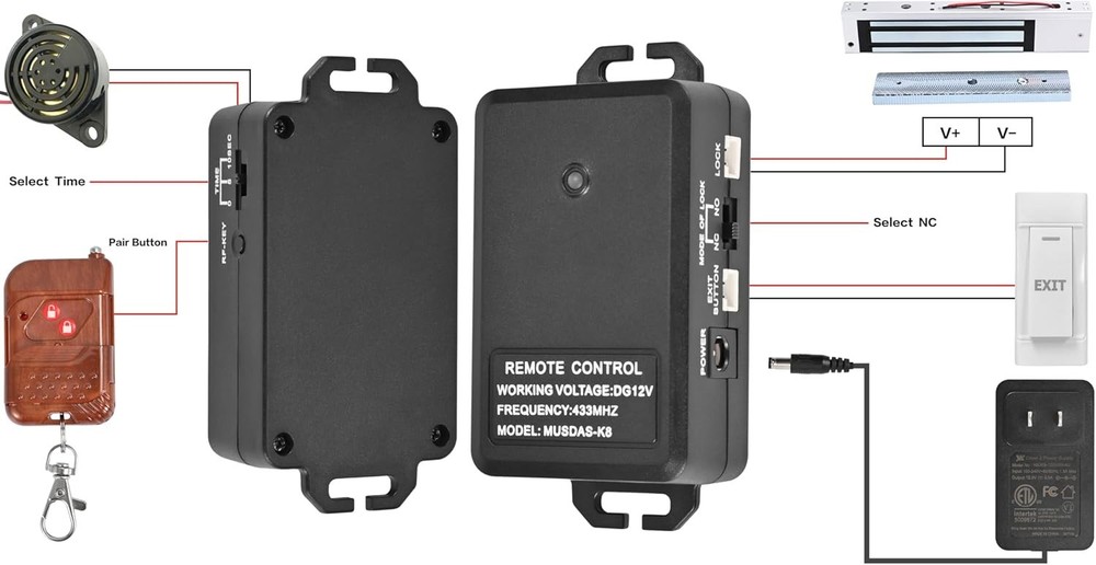 Magnetic Door Lock Kit with Remote Control 600lbs Power Fail Safe Wireless Entry