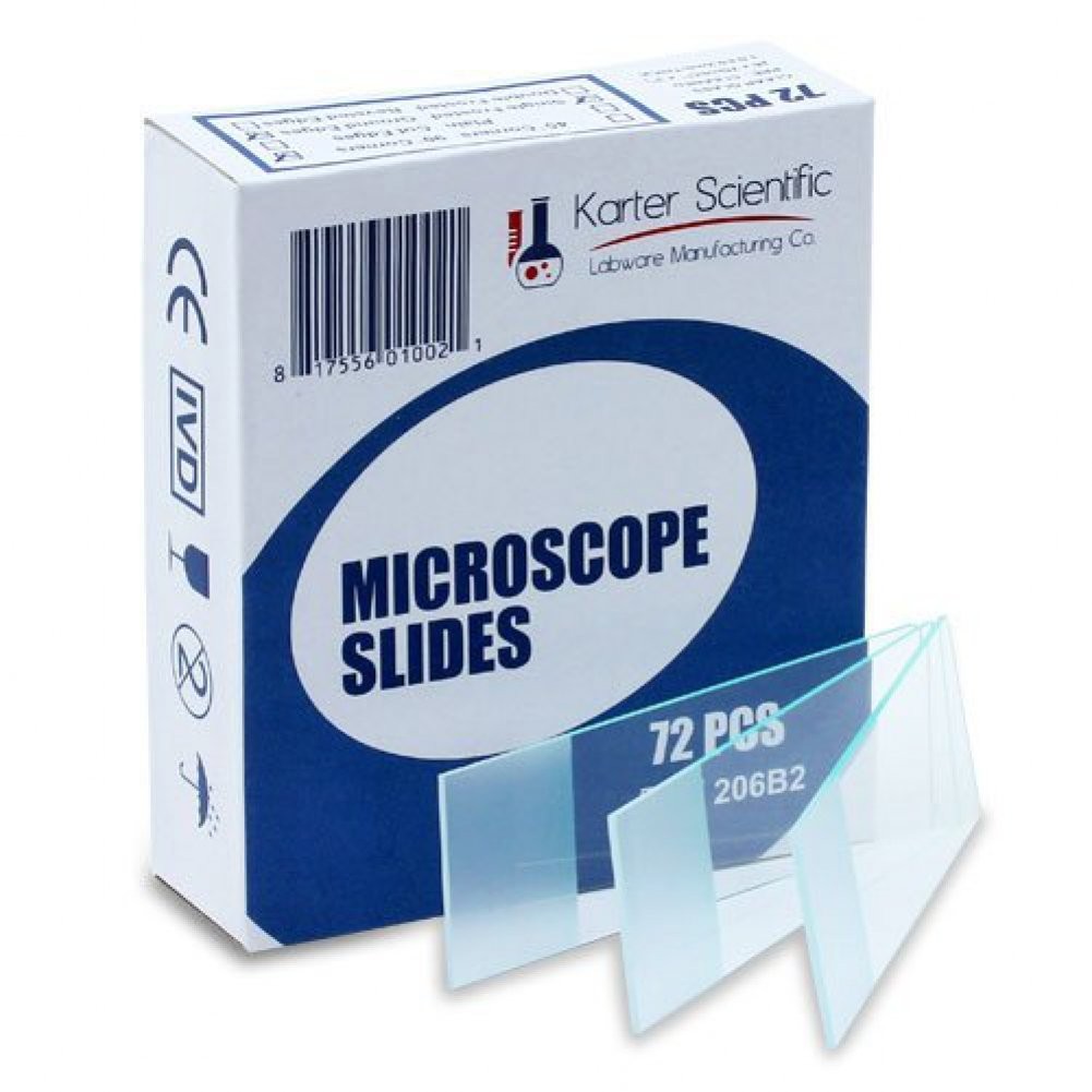 Microscope Slides, Ground Edges, Frosted, 90 Corners, 3x1, 206B2 Pack of 72