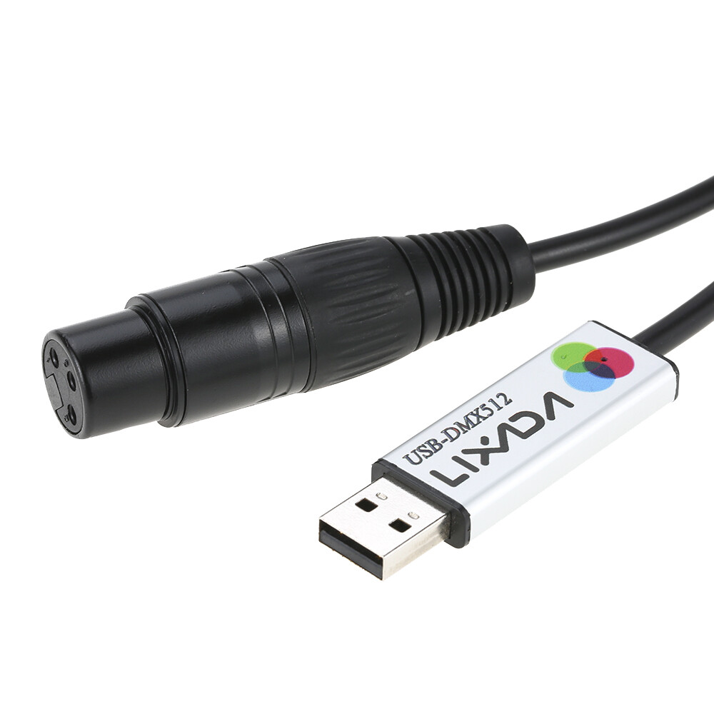 Lixada USB To DMX512 Interface Adapter DMX512 Stage Light PC Controller Cable