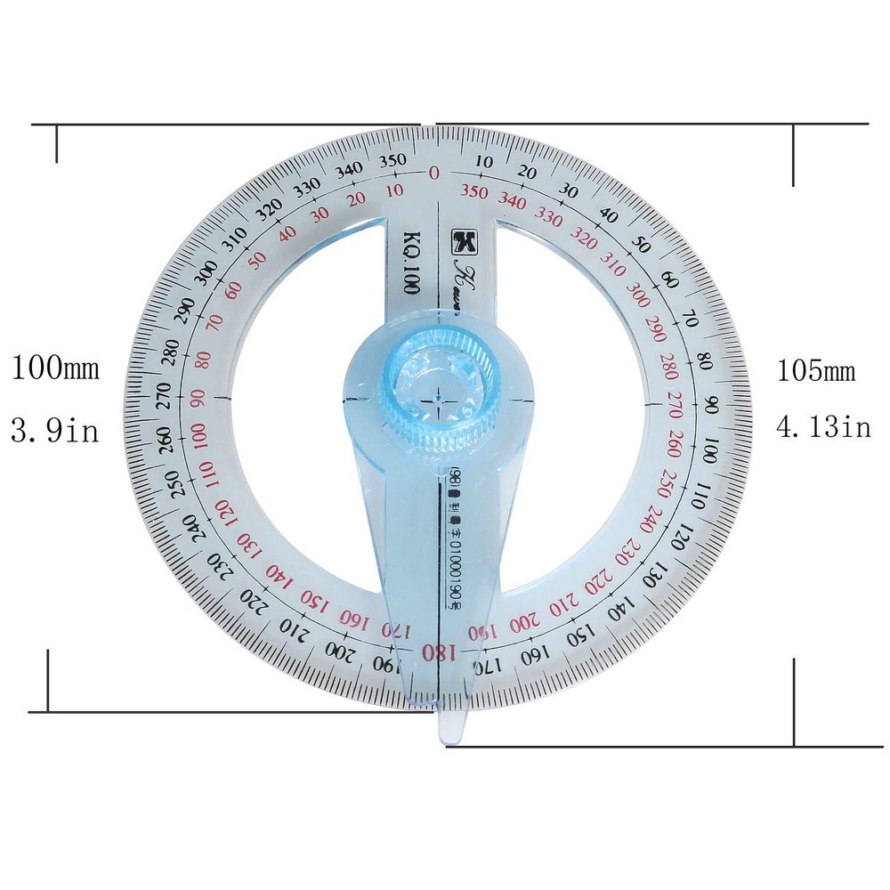 Swing Arm Protractor Plastic 4 Inch 360 Degree Measuring Ruler Math Tool