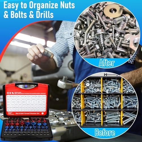 62 Pcs (50+12pcs) Thread Checker & Drill Checker, Nut and Bolt Threads
