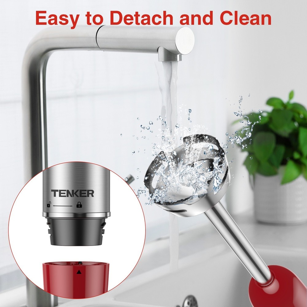 TENKER Stick Variable Speed Hand Blender Food Processor 5 IN 1 450W Handheld Mix