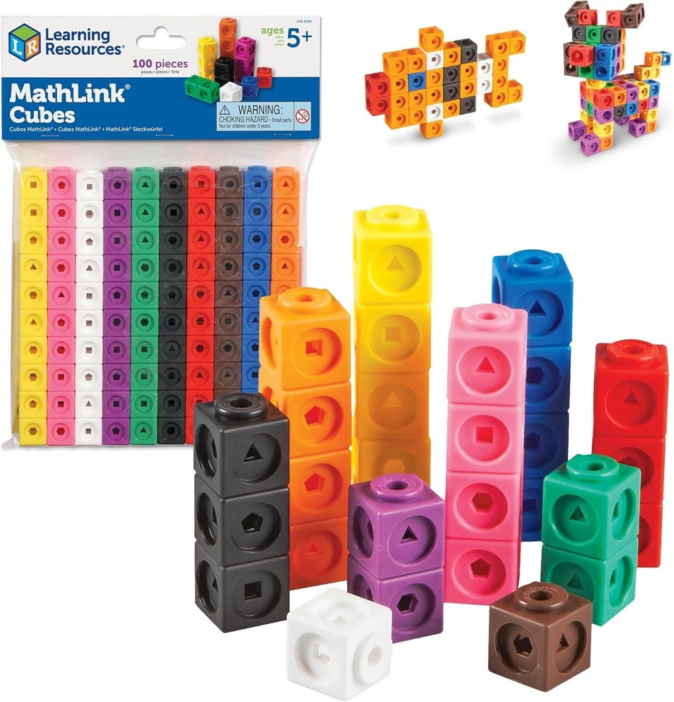 Versatile MathLink Cubes - 100 Colorful Learning Tools for Creative Play