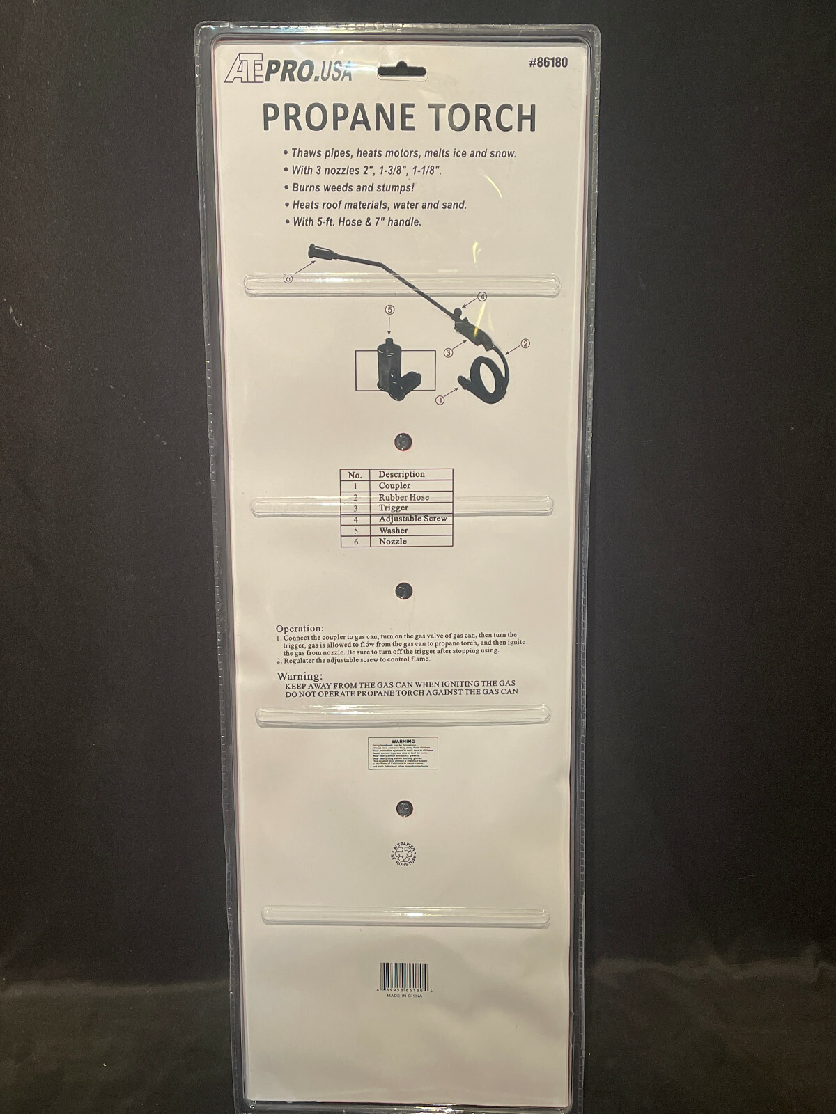 Propane Wand Torch Driveway & Sidewalk Ice Melting Weed Burner Roofing 3 Heads