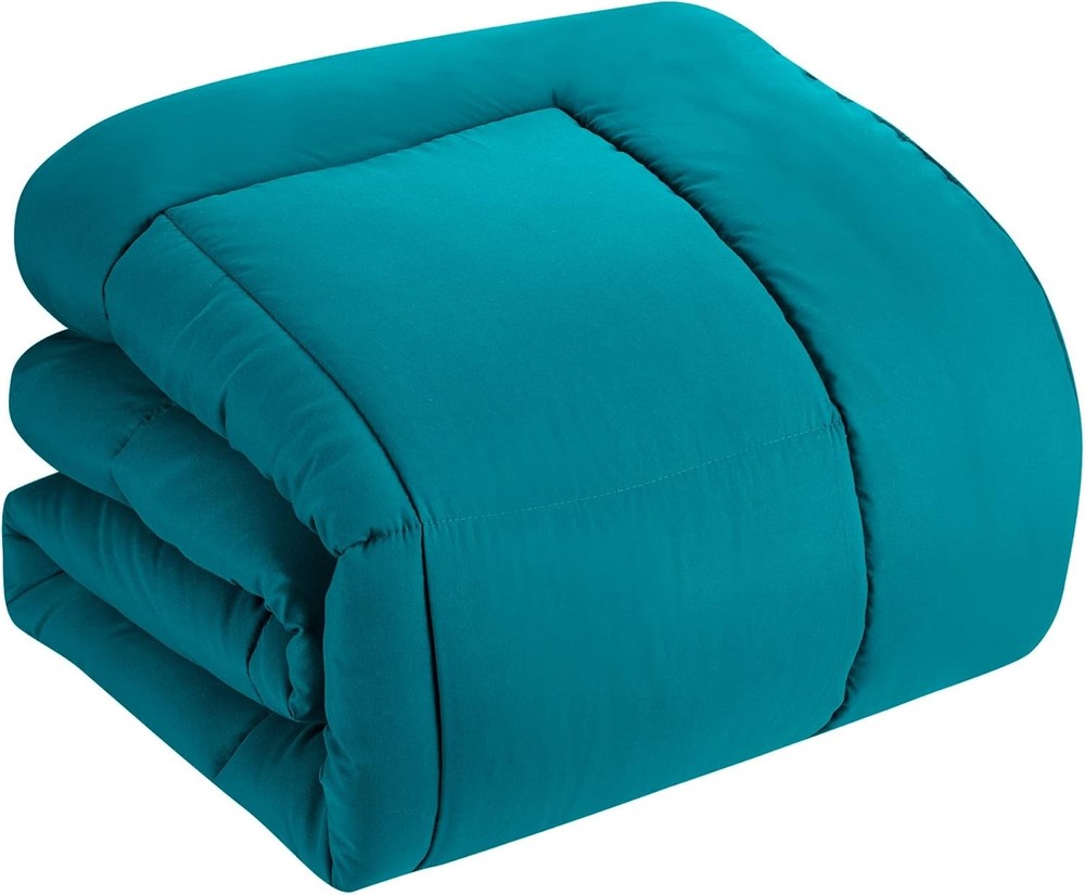 5 Piece Comforter Set Bag Solid Color All Season Soft Down Alternative Blanket &