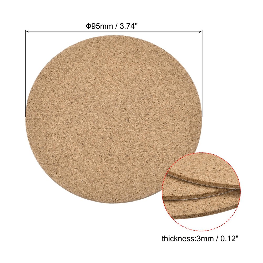 95mm Round Coasters 3mm Thickness Cork Cup Mat 10pcs