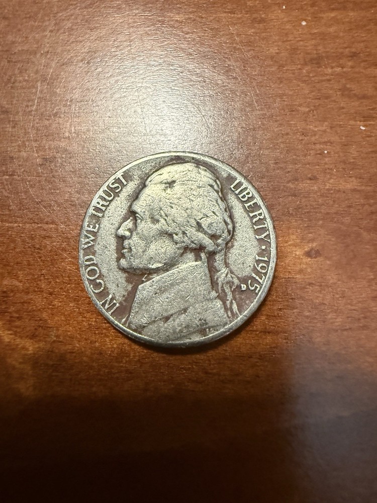 1975 D Nickel with high misplaced mint mark