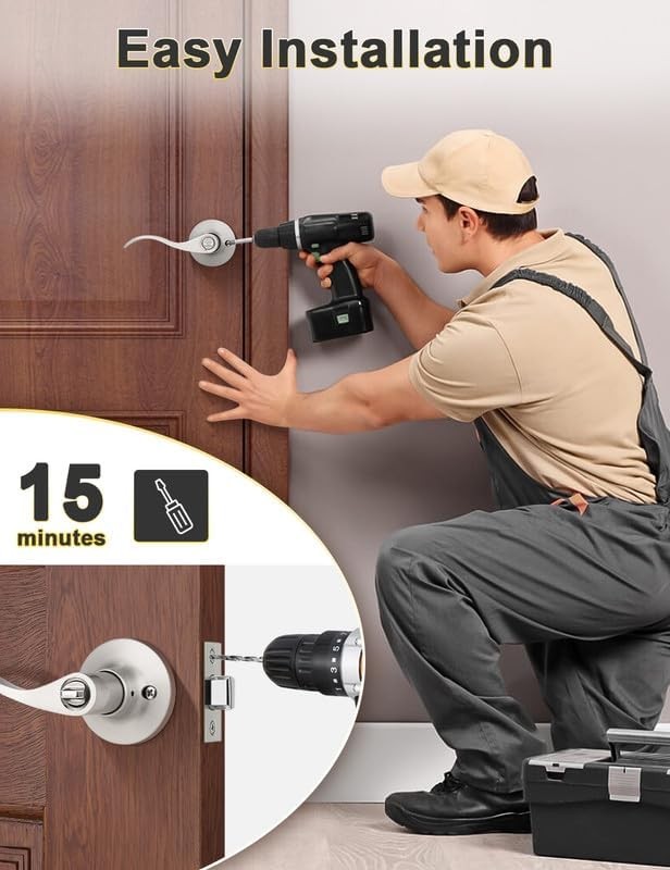 Mengico 2 Pack Satin Nickel Privacy Function - Keyless,
