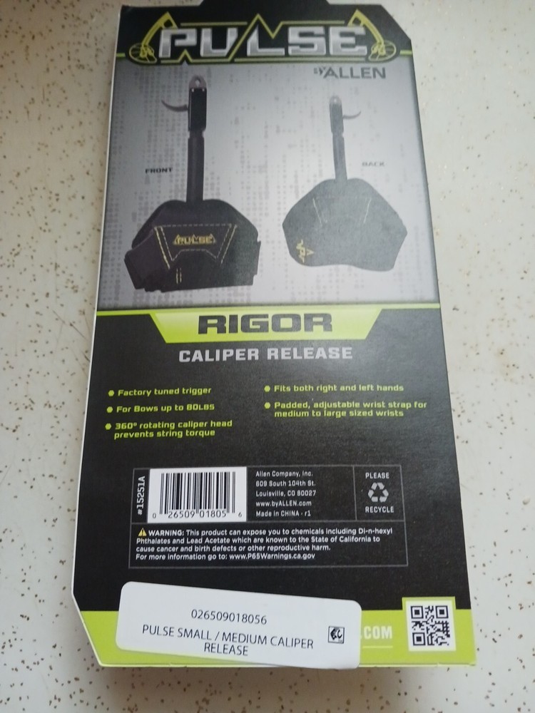 Archery Caliper Release Allen™ RIGOR 360° Rotating Head Adjustable Wrist 80#