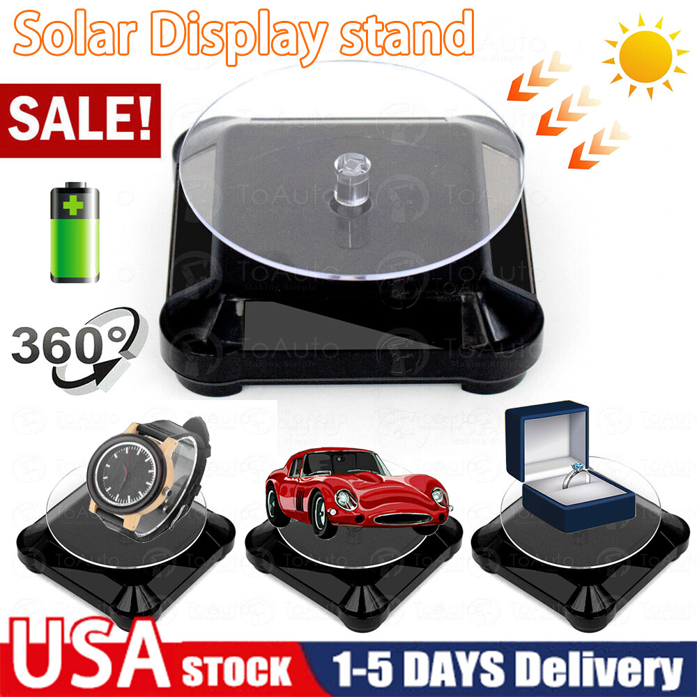 Rotating Display Stand 3.5" Solar Powered Jewelry UV Light Curing Turntable,US