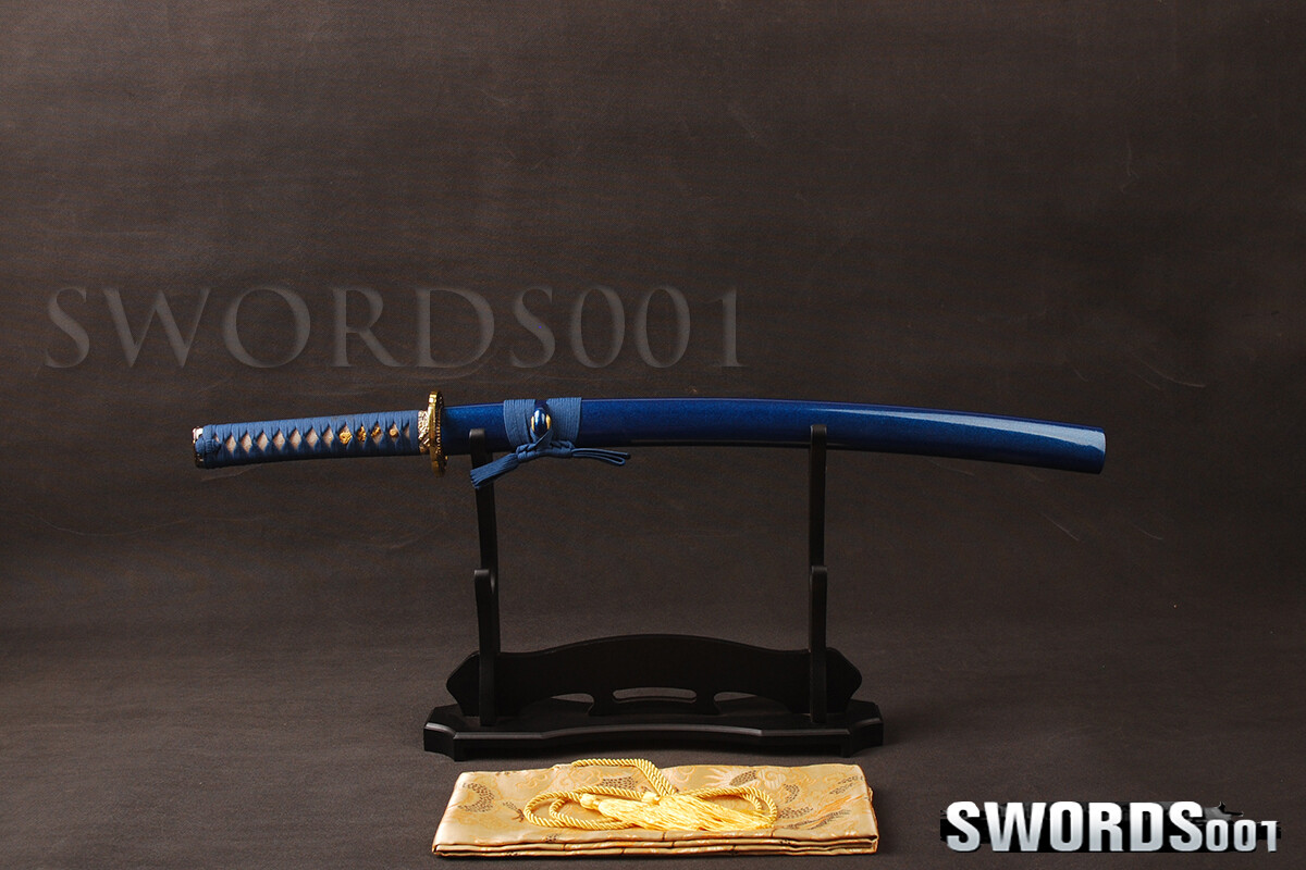 Noble Blue Japanese Wakizashi T10 Carbon Steel Real Sharp Blade Samurai Sword