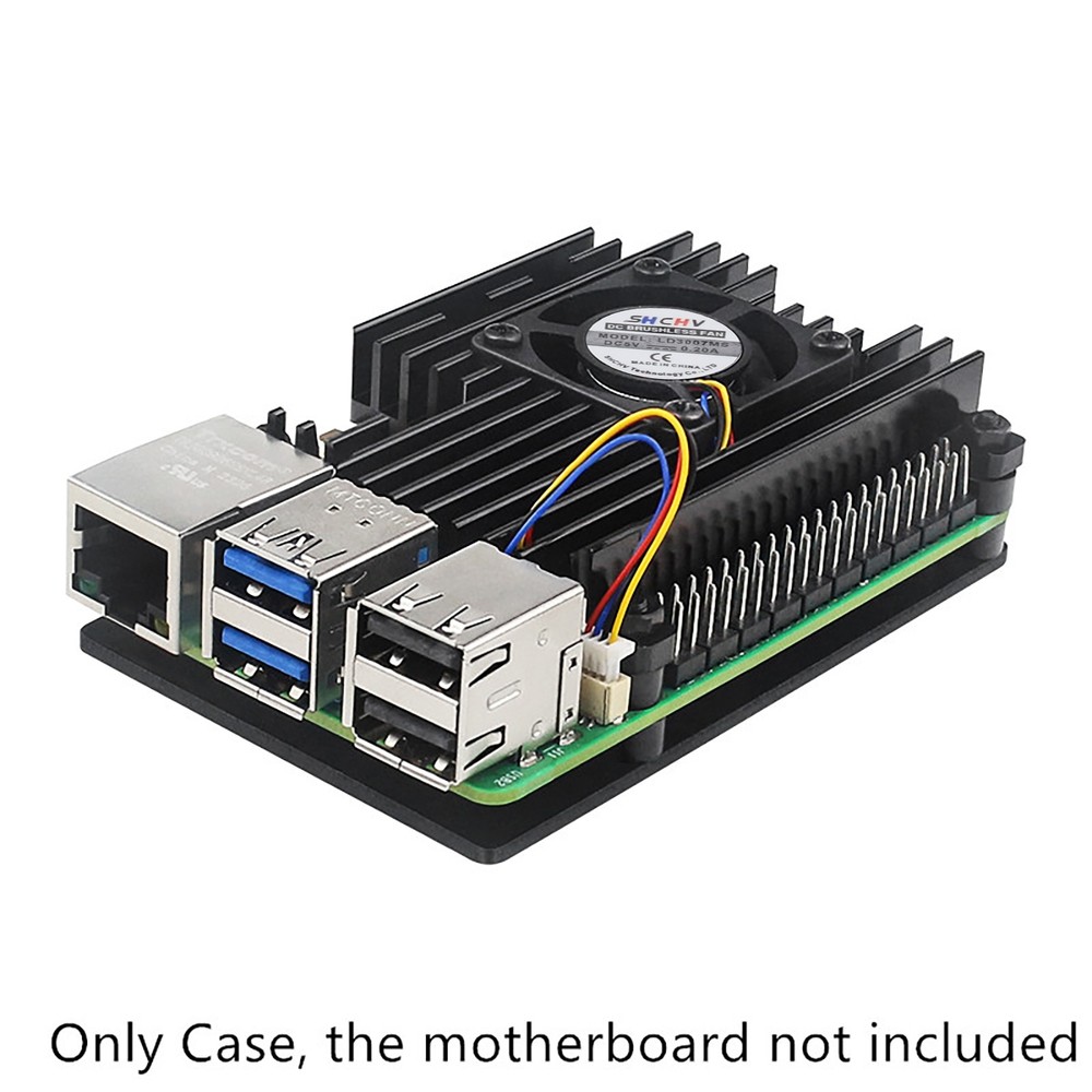 For Raspberry Pi 5 Aluminum Alloy Case with Temperature Controlled Cooling Fan