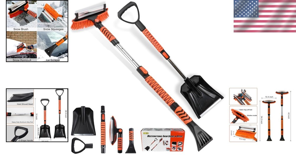 Durable Extendable Ice Scraper & Snow Shovel with Foam Handle - Winter Must-Have