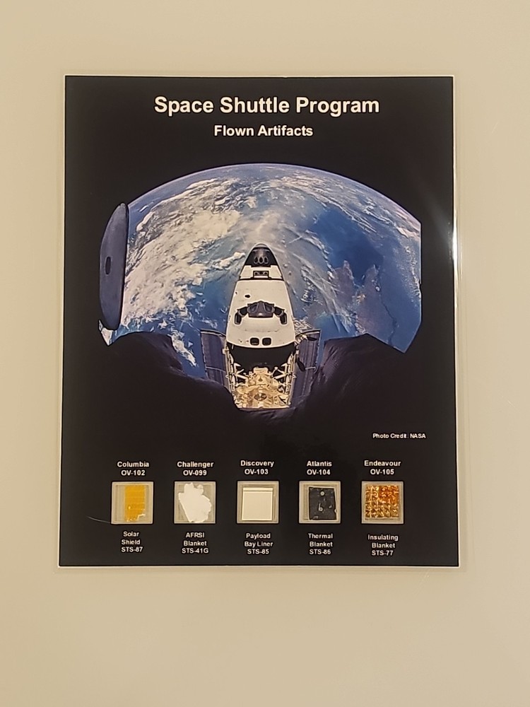 NASA SPACE SHUTTLE PROGRAM FLOWN ARTIFACTS FROM 5 MISSIONS
