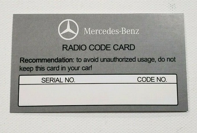 Mercedes Benz Code Card Replacement with Code.. Please read instructions below