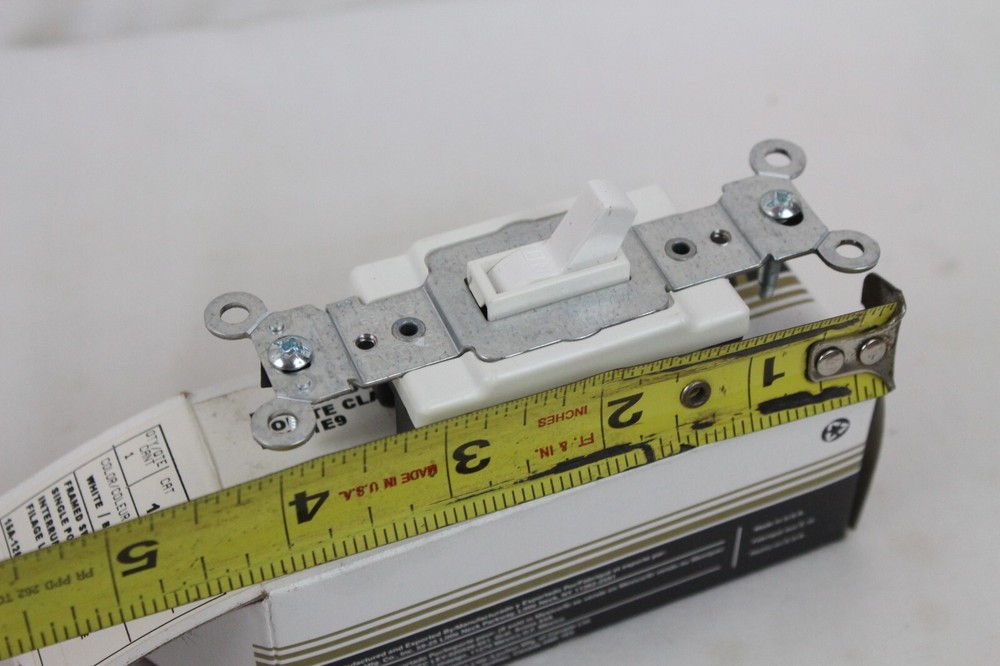 NEW LEVITON # 1101-CW SINGLE POLE FRAMED SWITCH WHITE