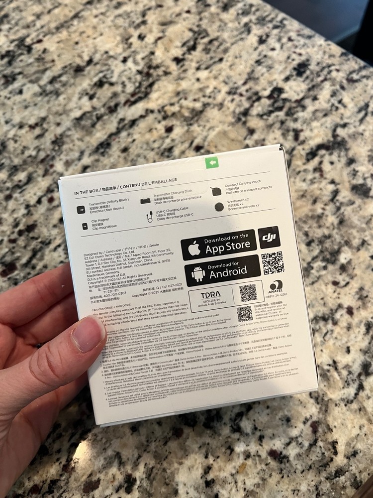 DJI Mic Mini Transmitter Infinity Black Ultralight Wireless Lavalier Microphone