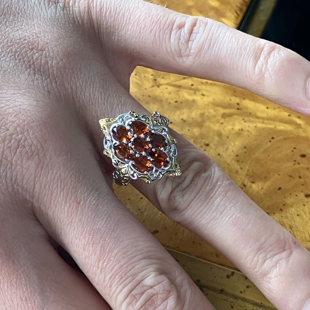 Natural Cherry Citrine Sterling Silver Ring Size 7