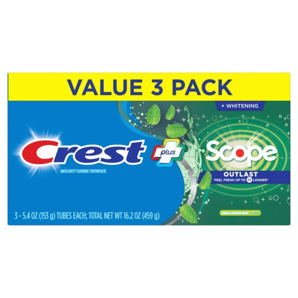 Complete Whitening + Scope, Long Lasting Mint Toothpaste, Triple Pack (3 Count o
