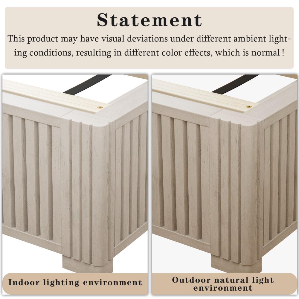 King Platform Bed Frame w/ Solid Wood Headboard, Easy Assembly