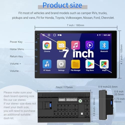 Double Din Car Stereo with 7" HD Touchscreen | CarPlay & Android Auto | Backup