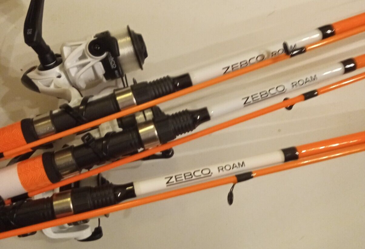 lot of 3 new Zebco Roam Spinning combo 3000 Reel w/ 6'6" Rod orange/white 5:2:1