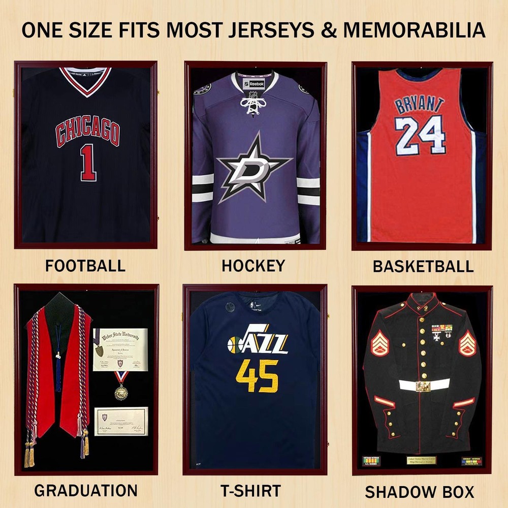 Jersey Display Frame Case Large Shadow Box Wall Mount with UV Protection Acrylic