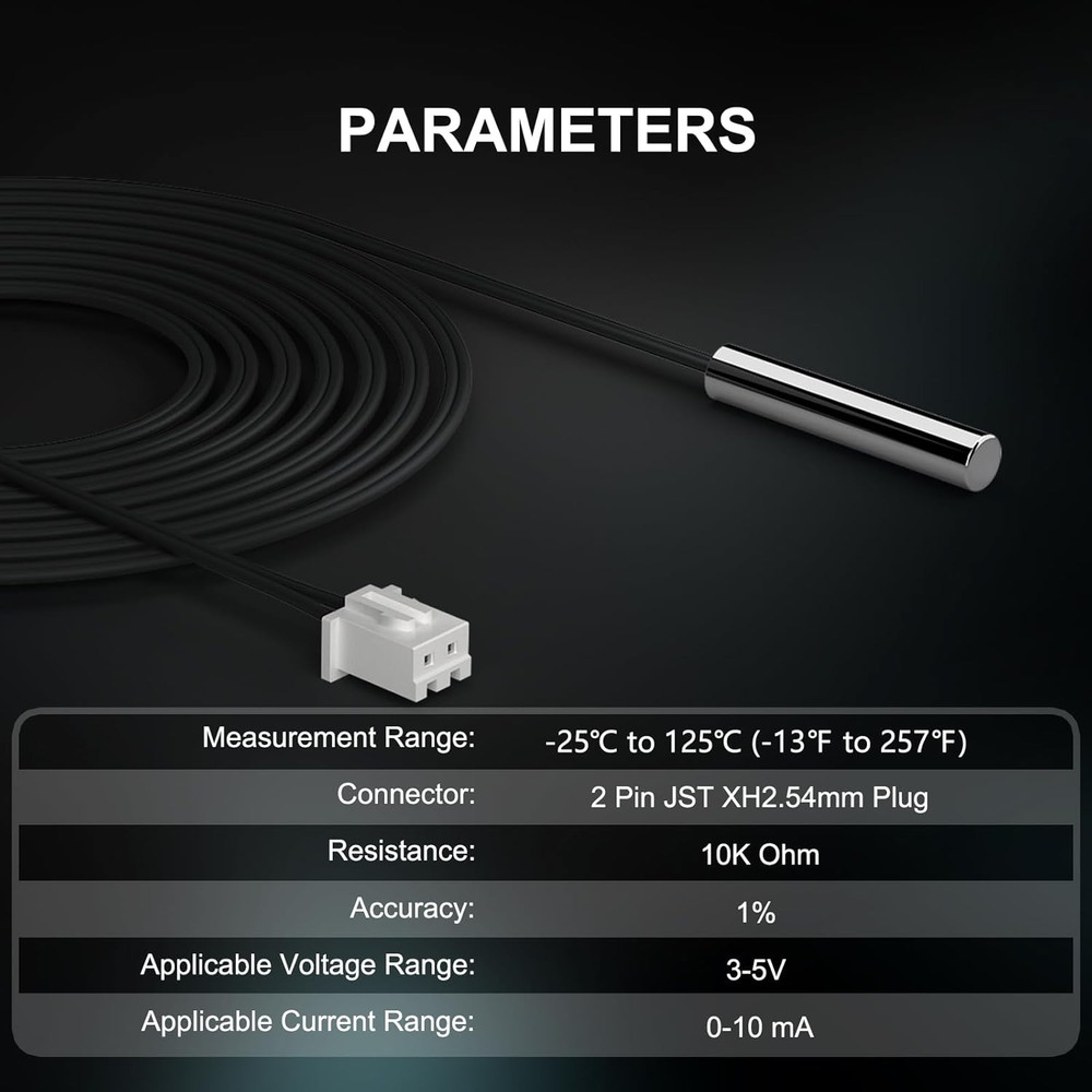 10K Temperature Sensor Probe, 5Pcs 1 Meter Waterproof Temp Sensor Probe, Stainle