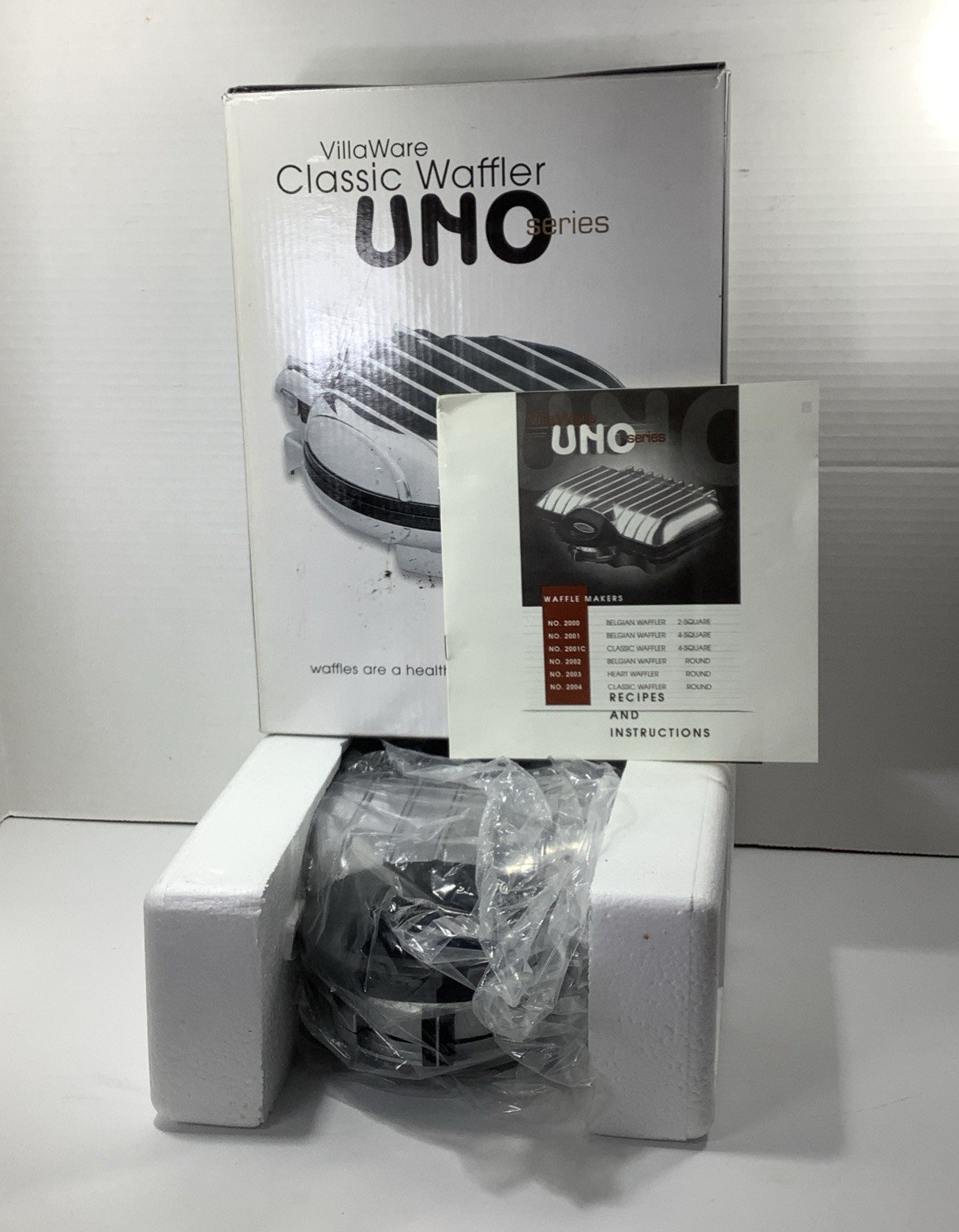 VillaWare Model 2004 Uno Classic Round Chrome Thin Waffler Maker NEW! In Box