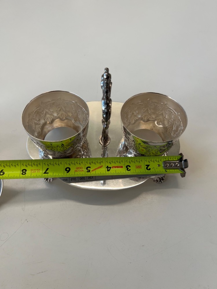 Vintage Silver Plated Condiment Jam Caddy Set