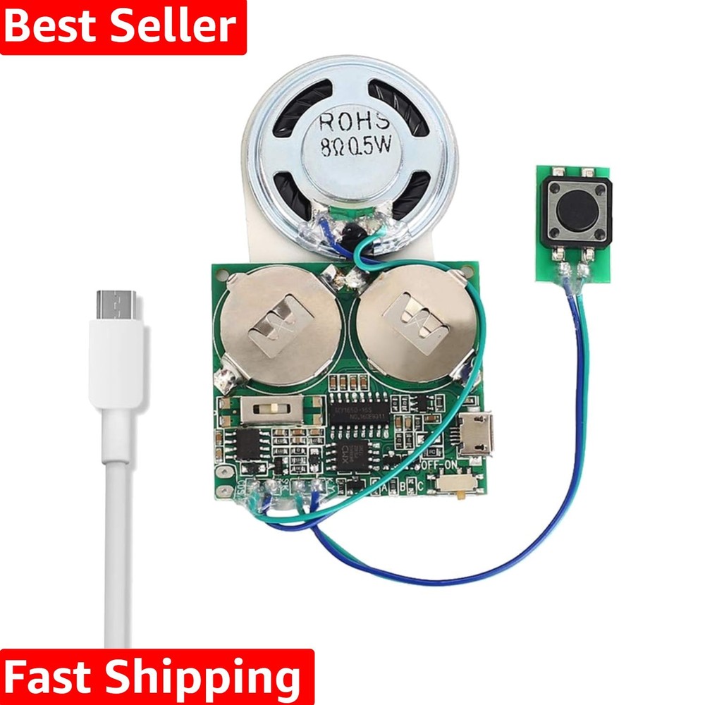 Recordable Sound Module, 8M USB Programmable Sound Chip with Speaker, Push Bu...