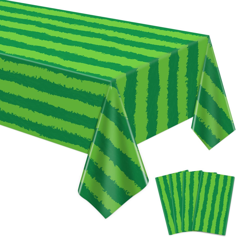 4 Pack Watermelon Rind Tablecloth Green Melon Rectangle Table Cloth Melon Party