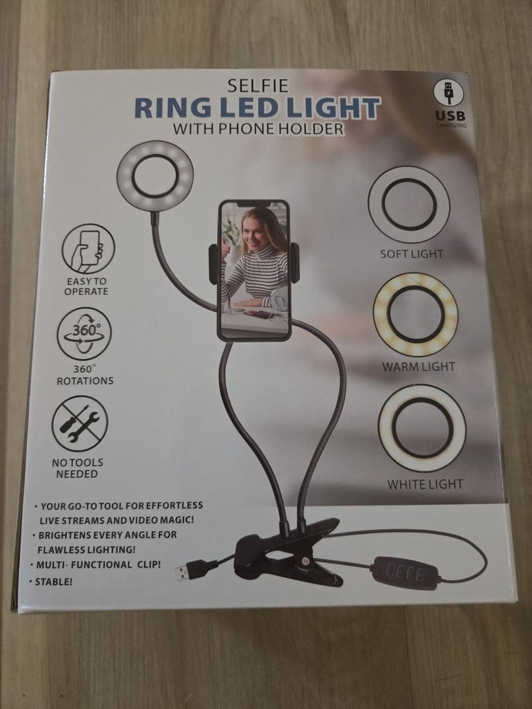 Selfie Ring LED Light w/ Phone Holder & Adjustable Lighting