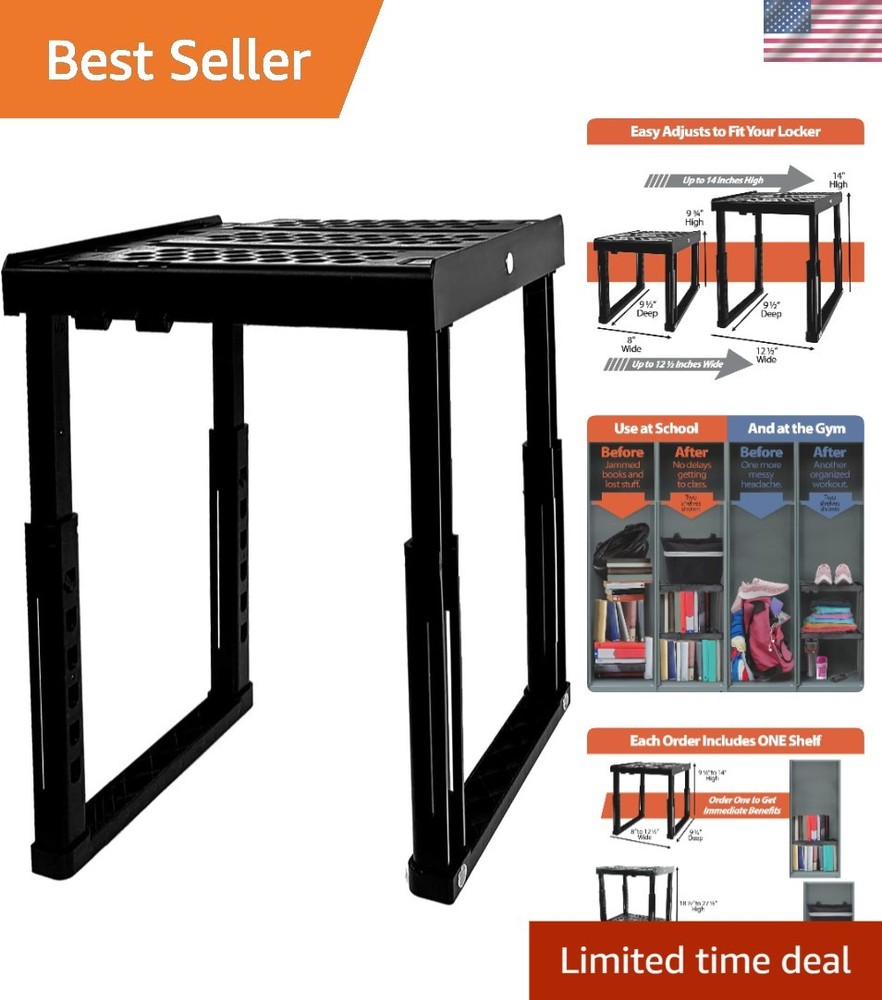 Modern Black Locker Shelf - Adjustable, Stackable & Perfect for Storage Needs