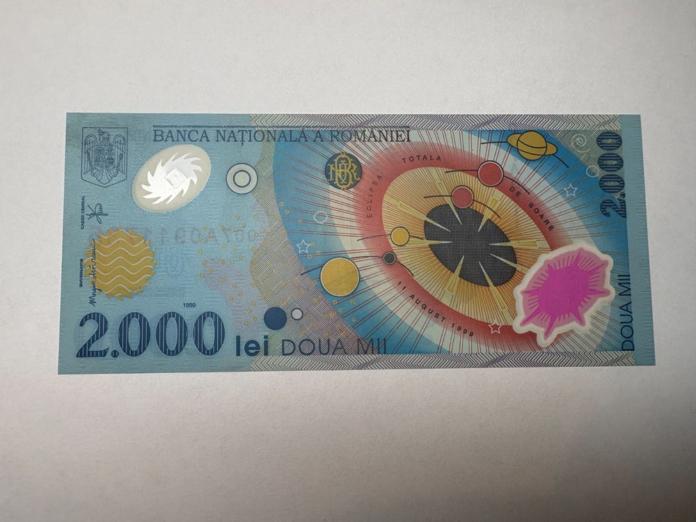 Romania 2000 Lei 1999 (Solar Eclipse Commemorative) Polymer Banknote Pick #111