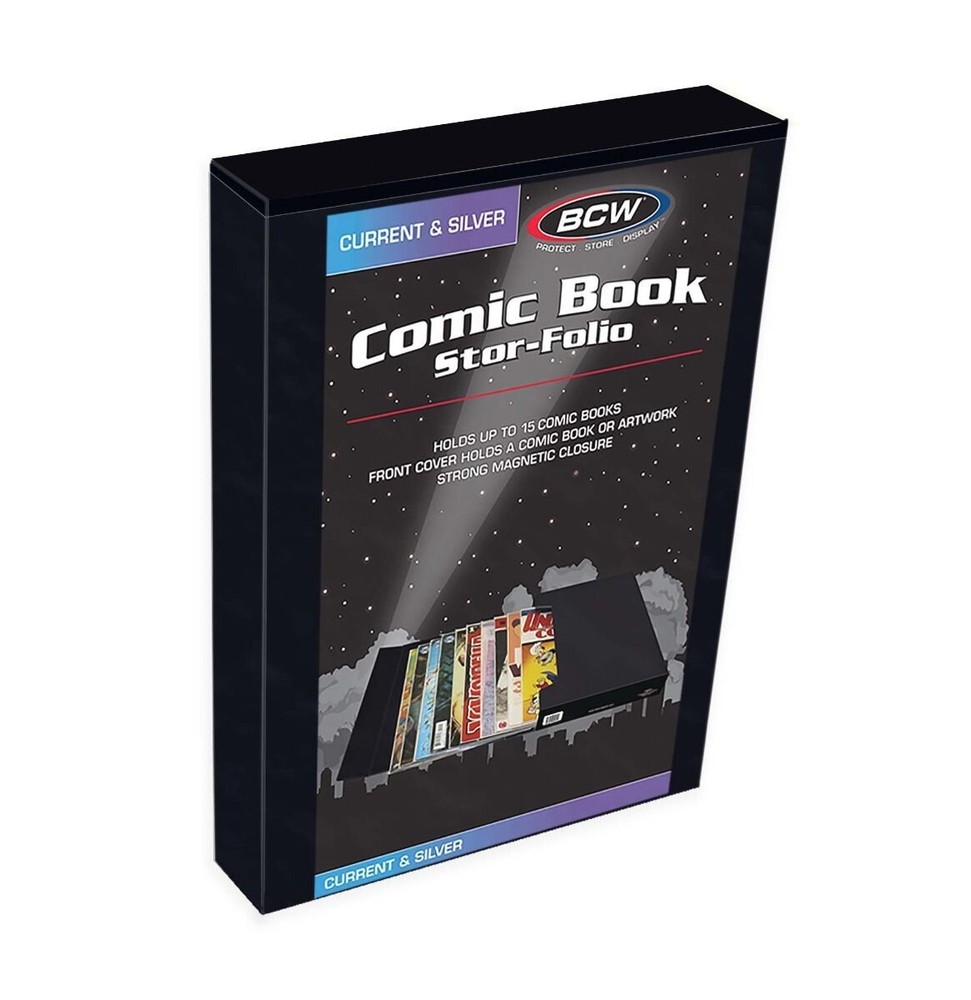 2 BCW Comic Book Storage Folio Case Folder Drop Back Box Hold 15 Bagged 20 Loose