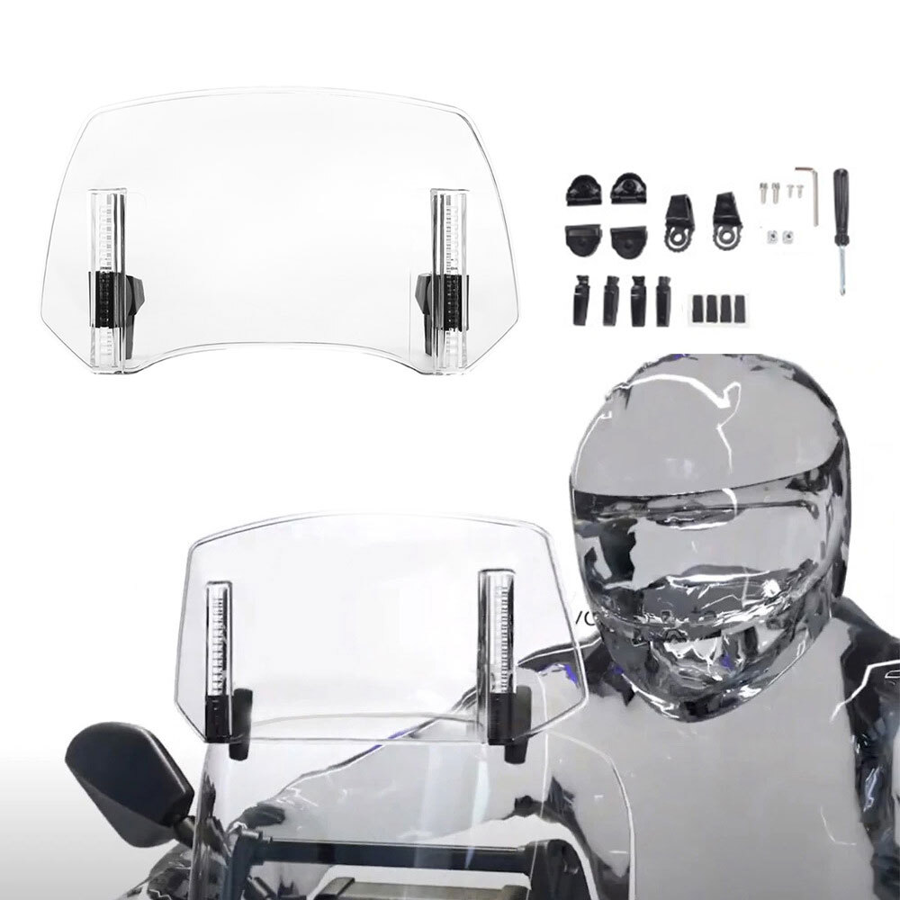 Clear Motorcycle Windshield Clip On Wind Screen Deflector Extension Spoiler