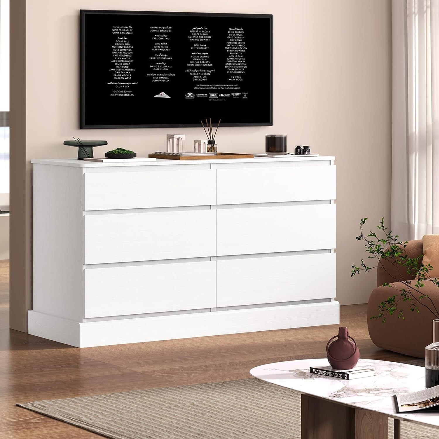 6 Drawer Double Dresser for Bedroom Chest of 6 Drawers Clothing Storage Cabinet